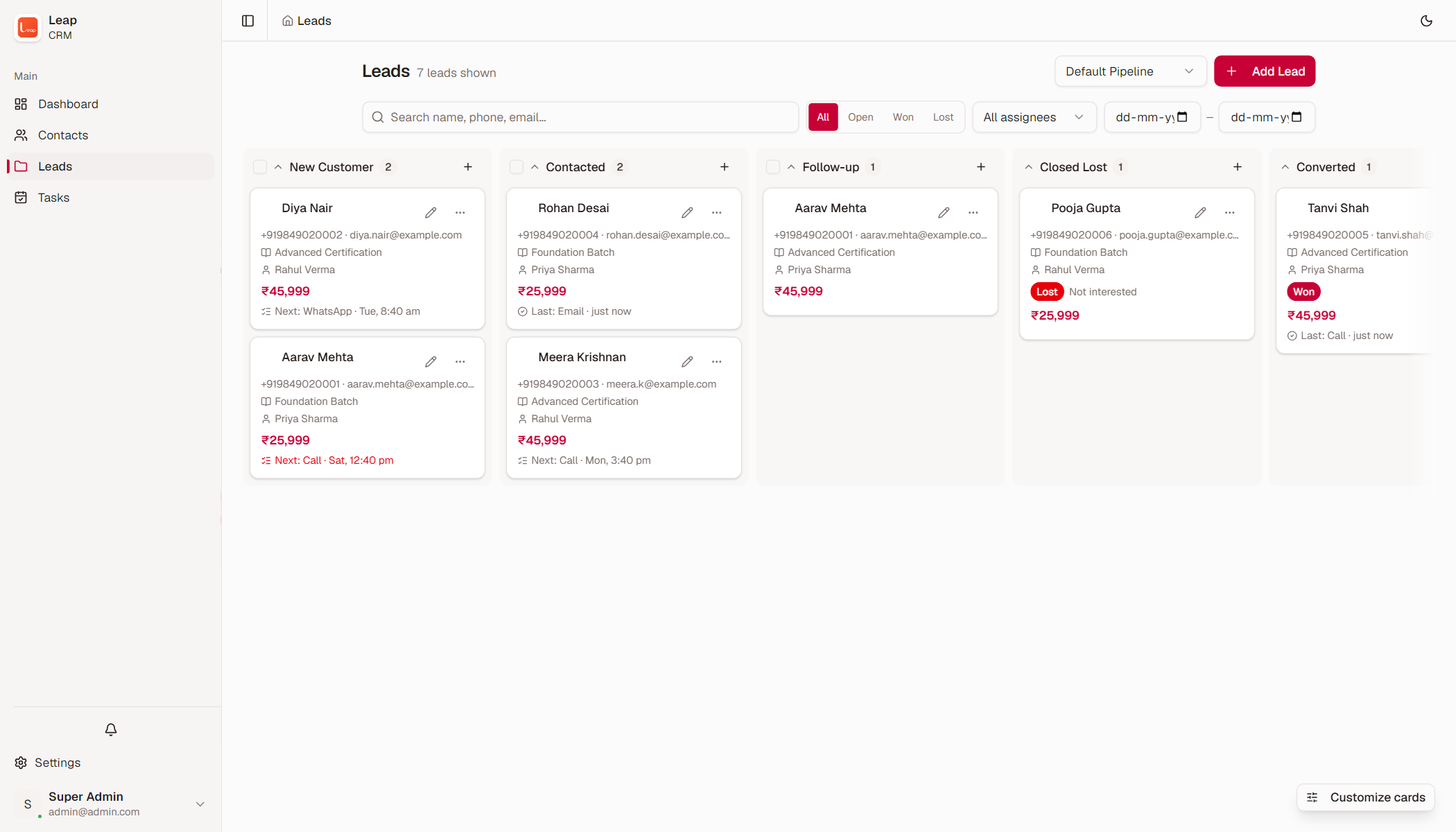 The Leap leads kanban board